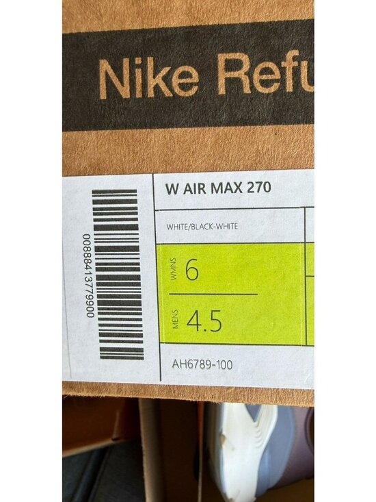 6 WOMEN\'S NIKE AIR MAX 270 WHITE BLACK AH6789-100 RUNNING SNEAKERS